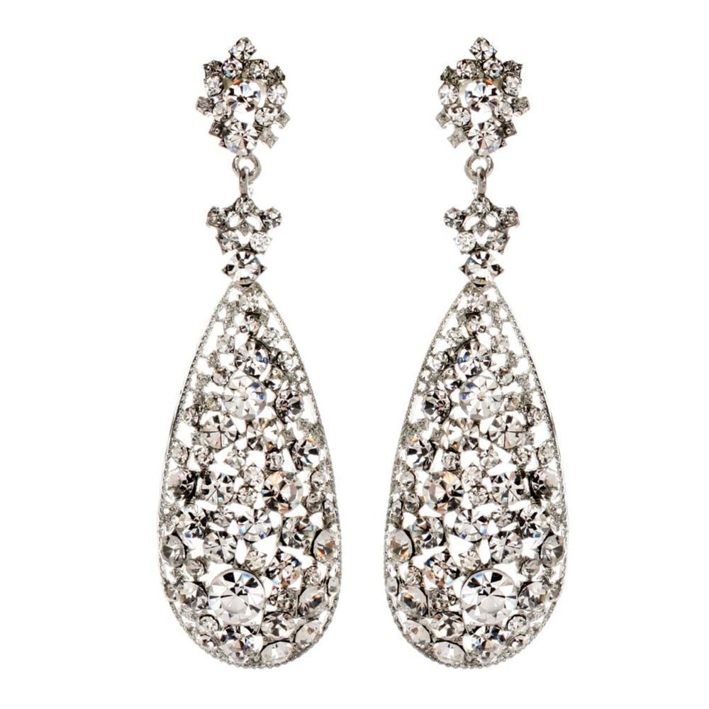 Amrita Singh Austrian Crystal Silver Drop Earrings